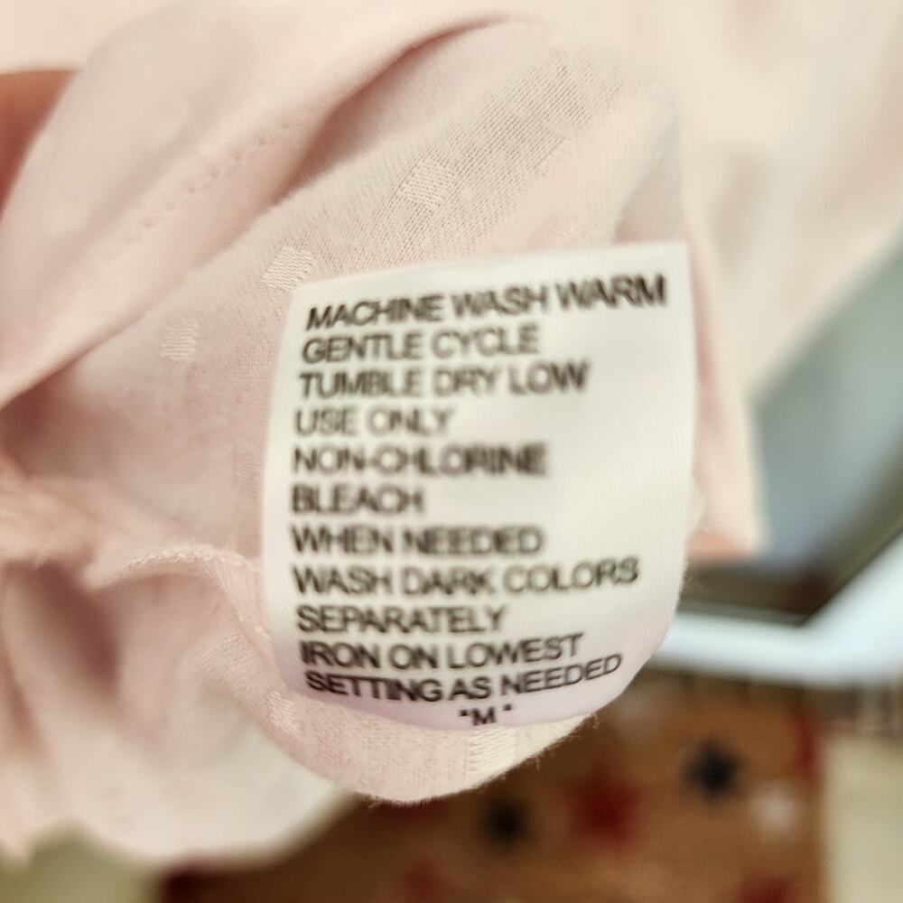 Miss Elaine Women L Long-Sleeve Pink Button Satin Flannel Embroidered Nightshirt - Picture 8 of 8